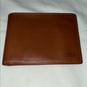 Coach Mens Rich Brown Leather Bifold Wallet EUC